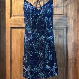 Elegant Blue Sequin Dress